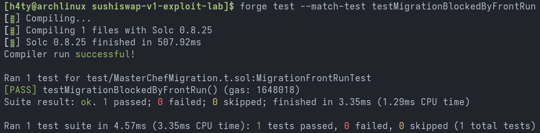 Front-running PoC output